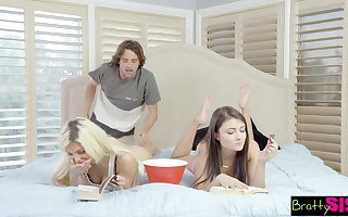 BrattySis - Tricked Oversexed Sis And Teen Affiliate Into Threeway