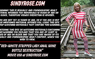 Red-white unembellished sprog anal wine bottle destruction