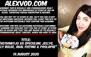 Hotkinkyjo XO speculum, jellys, belly bulge, anal fisting