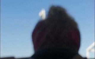 Teasing in my black panties on the balcony - MILF BBW Blond