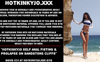 Hotkinkyjo self anal fisting & prolapse unaffected by sandstone cliffs