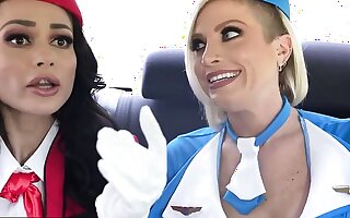 MomSwap - Flight Attendants Crystal Rush And Kaylynn Keys Get Surprise Fuck From Their Stepsons